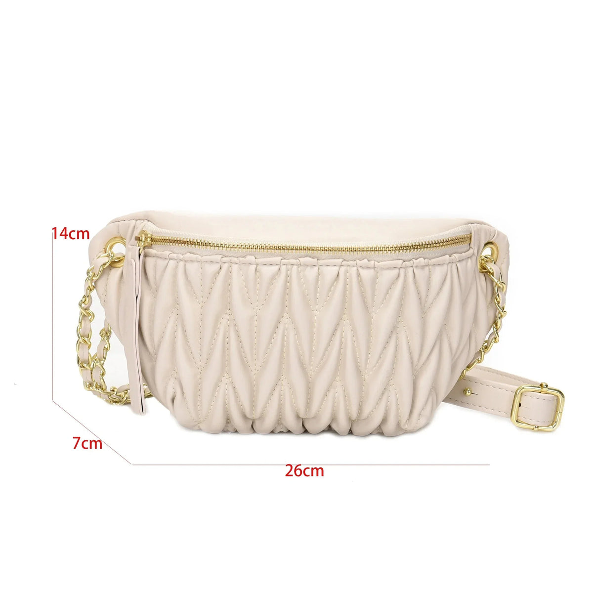 Sac banane femme en similicuir, 26 x 14 x 7 cm, noir ou blanc