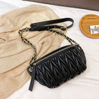 Sac banane femme en similicuir, 26 x 14 x 7 cm, noir ou blanc, noir