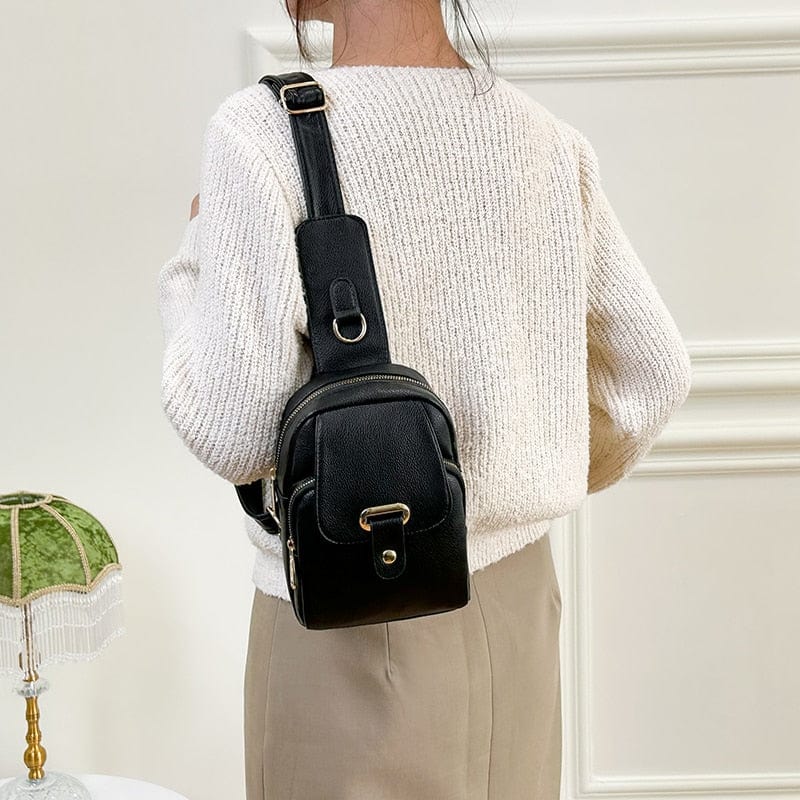 Sac banane femme en similicuir, poche intérieure, six coloris