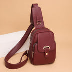 Sac banane femme en similicuir, poche intérieure, six coloris, rouge