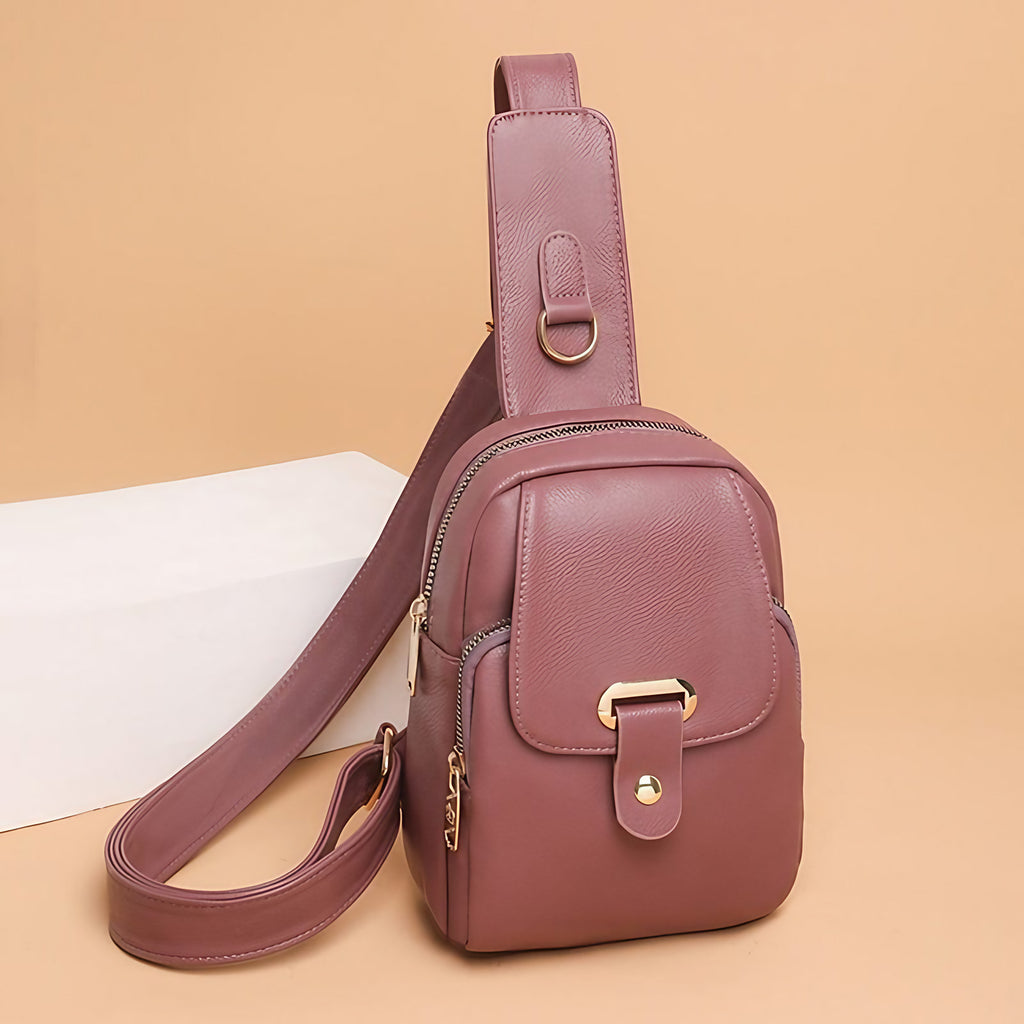 Sac banane femme en similicuir, poche intérieure, six coloris, violet