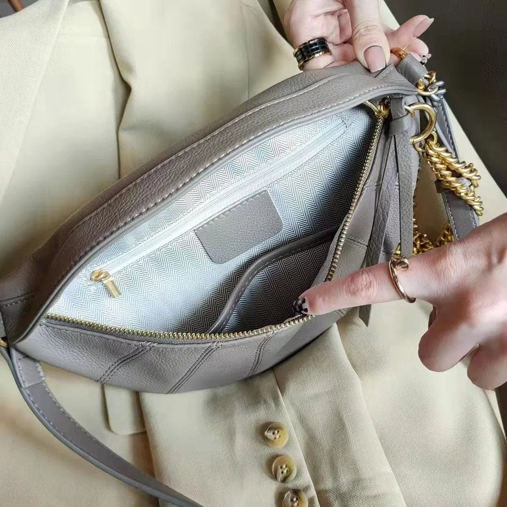 Sac banane femme en cuir à chaîne dorée, quatre coloris