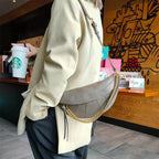 Sac banane femme en cuir à chaîne dorée, quatre coloris