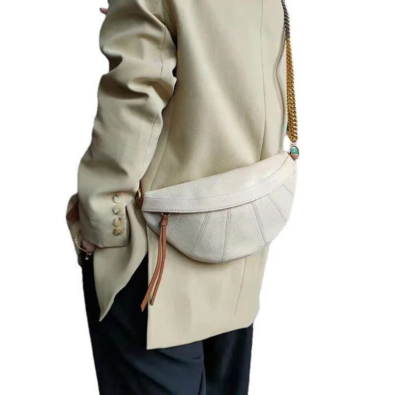 Sac banane femme en cuir à chaîne dorée, quatre coloris
