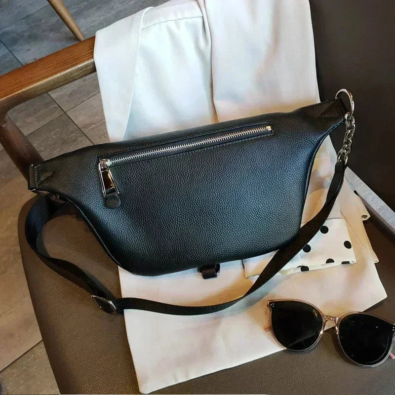 Sac banane femme en cuir, 26 x 16 x 5 cm, trois coloris