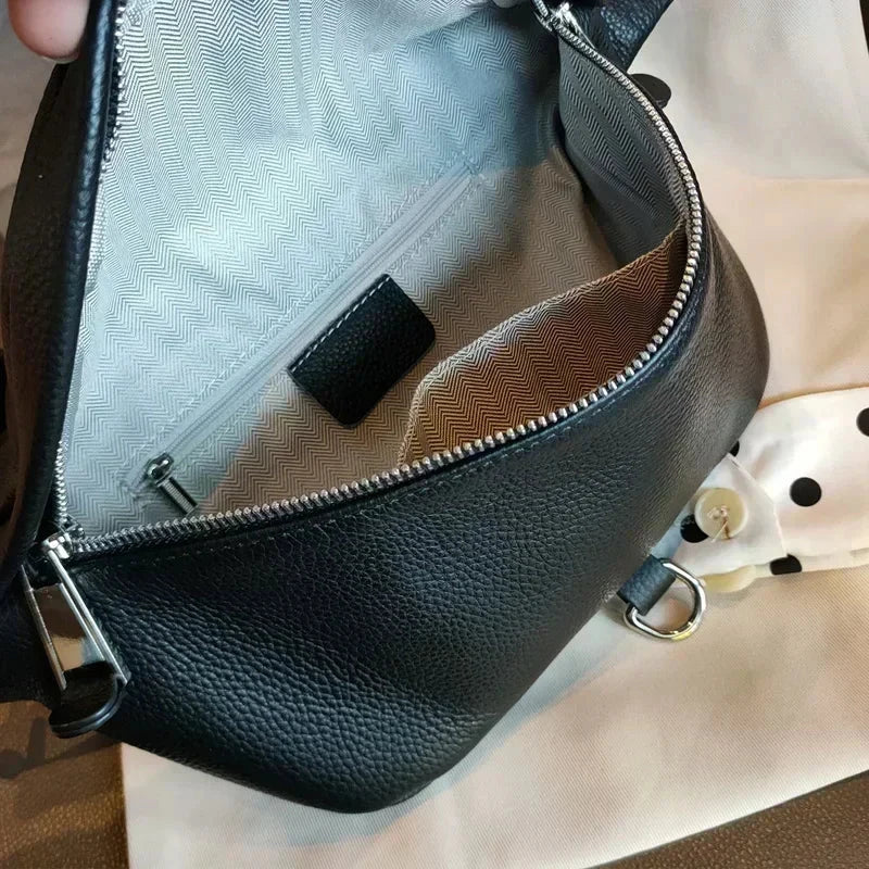 Sac banane femme en cuir, 26 x 16 x 5 cm, trois coloris