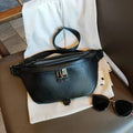 Sac banane femme en cuir, 26 x 16 x 5 cm, trois coloris, noir