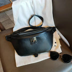 Sac banane femme en cuir, 26 x 16 x 5 cm, trois coloris, noir
