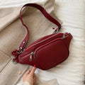 Sac banane femme rouge en similicuir, chaîne décorative, rouge
