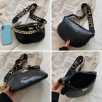 Sac banane femme à chaîne dorée en similicuir, six coloris