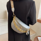 Sac banane femme à chaîne dorée en similicuir, six coloris
