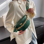 Sac banane femme à chaîne dorée en similicuir, six coloris