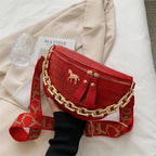 Sac banane femme à chaîne dorée en similicuir, six coloris