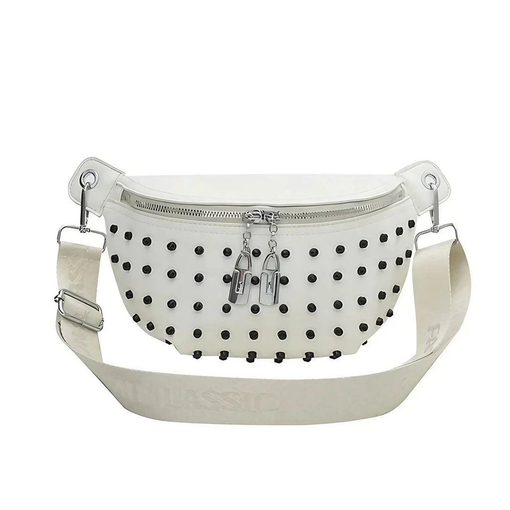 Sac banane femme blanc en similicuir, 25 x 15 x 7 cm, blanc
