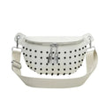 Sac banane femme blanc en similicuir, 25 x 15 x 7 cm, blanc
