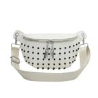Sac banane femme blanc en similicuir, 25 x 15 x 7 cm, blanc