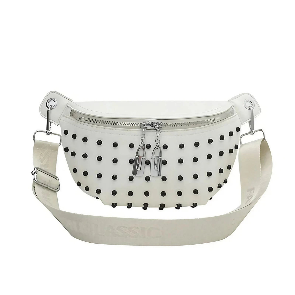 Sac banane femme blanc en similicuir, 25 x 15 x 7 cm, blanc