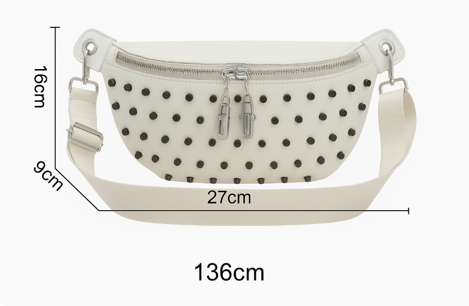 Sac banane femme blanc en similicuir, 25 x 15 x 7 cm