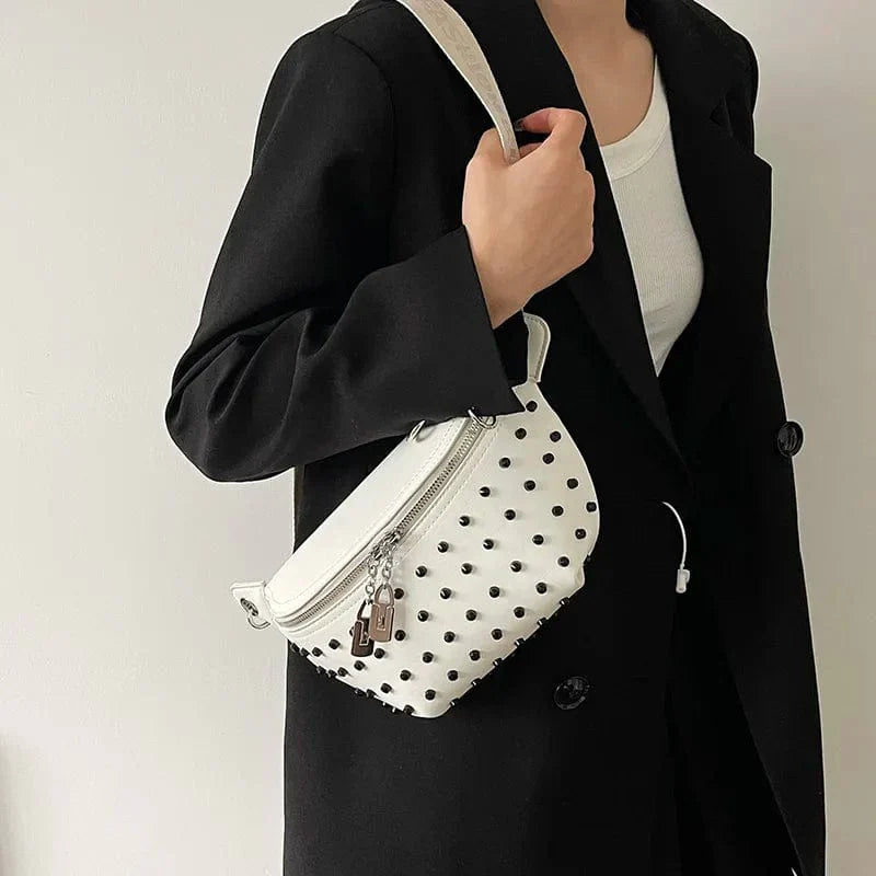 Sac banane femme blanc en similicuir, 25 x 15 x 7 cm