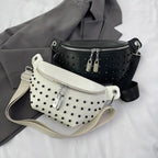 Sac banane femme blanc en similicuir, 25 x 15 x 7 cm