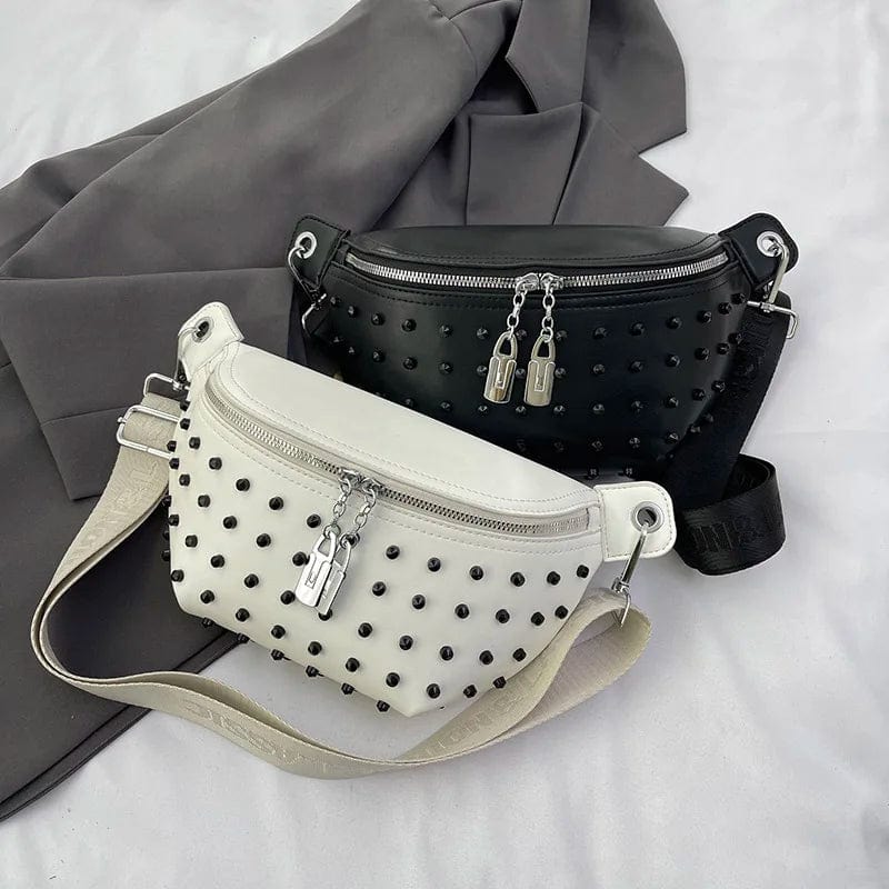Sac banane femme blanc en similicuir, 25 x 15 x 7 cm
