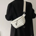 Sac banane femme blanc en similicuir, 25 x 15 x 7 cm