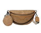 Sac banane femme en similicuir végan, porte-monnaie intégré, kaki