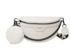 Sac banane femme en similicuir végan, porte-monnaie intégré, blanc
