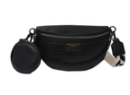 Sac banane femme en similicuir végan, porte-monnaie intégré, noir