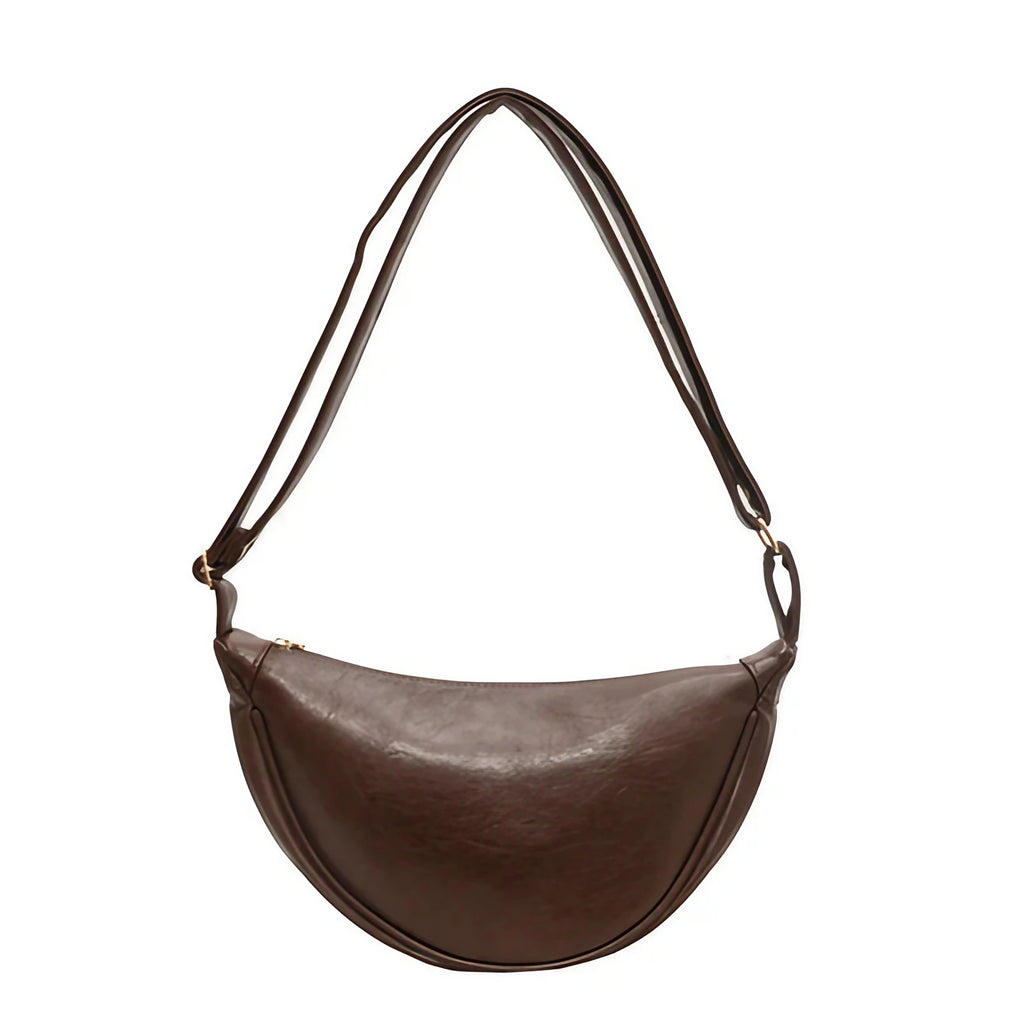 Sac banane femme de forme arrondie, café ou marron clair, café