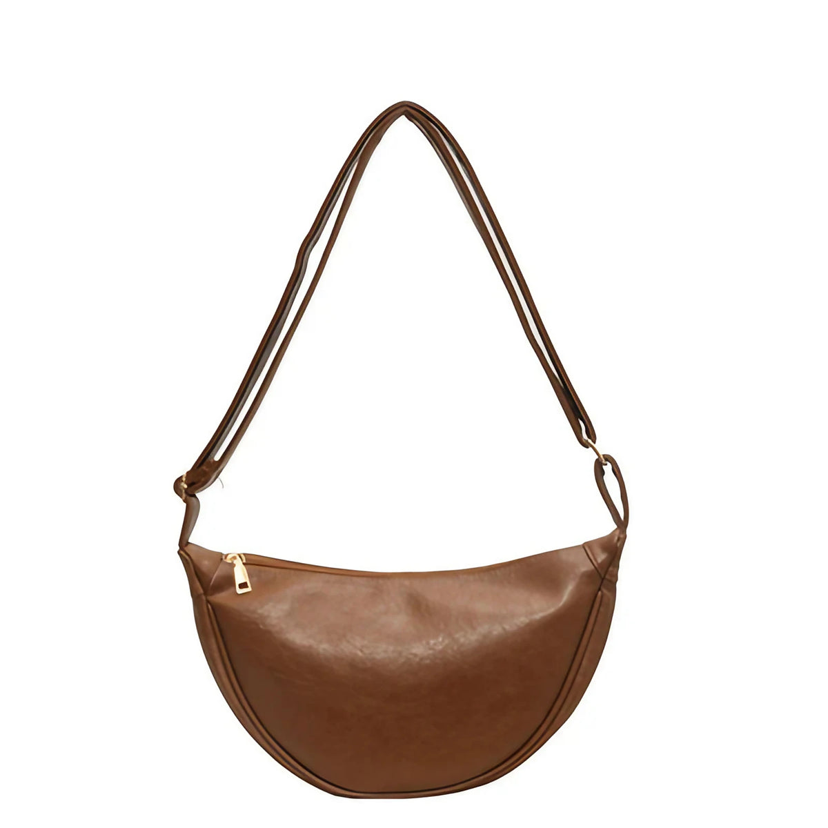 Sac banane femme de forme arrondie, café ou marron clair, marron clair