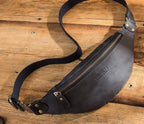 Banane homme en cuir 31 cm, sangle jusqu'à 125 cm