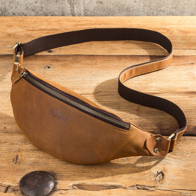 Banane homme en cuir 31 cm, sangle jusqu'à 125 cm