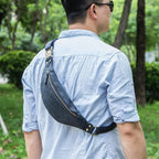 Banane homme en cuir 31 cm, sangle jusqu'à 125 cm