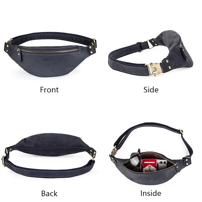 Banane homme en cuir 31 cm, sangle jusqu'à 125 cm