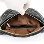 Sac banane matelassé femme à chaîne, similicuir, beige ou noir