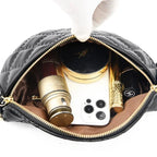 Sac banane matelassé femme à chaîne, similicuir, beige ou noir