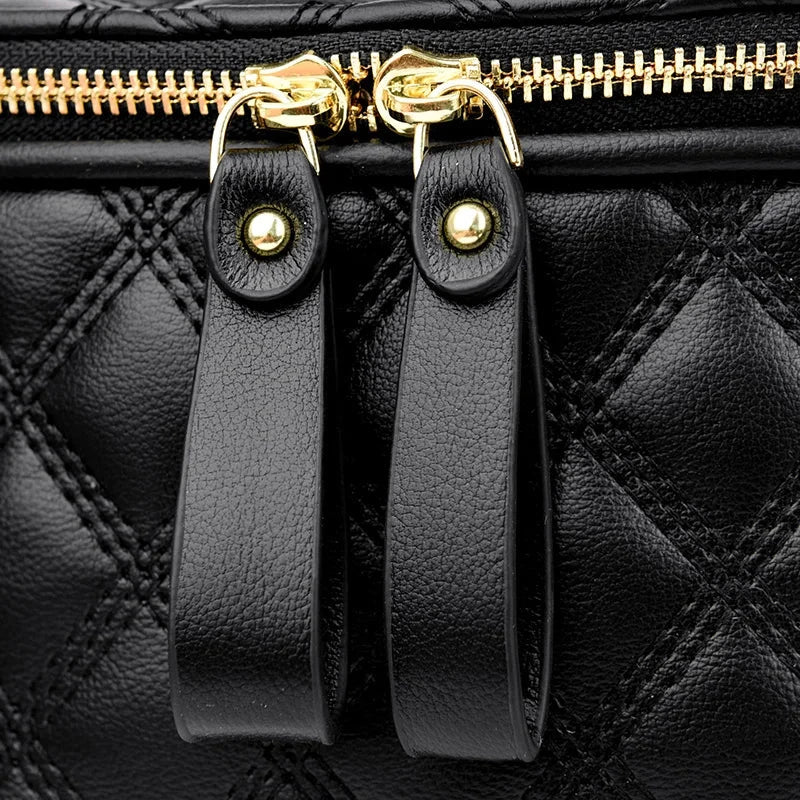 Sac banane matelassé femme à chaîne, similicuir, beige ou noir