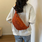 Sac banane femme matelassé en nylon, trois poches zippées