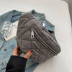 Sac banane femme matelassé en nylon, trois poches zippées