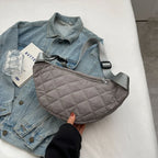 Sac banane femme matelassé en nylon, trois poches zippées