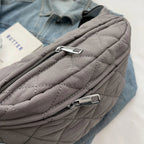 Sac banane femme matelassé en nylon, trois poches zippées