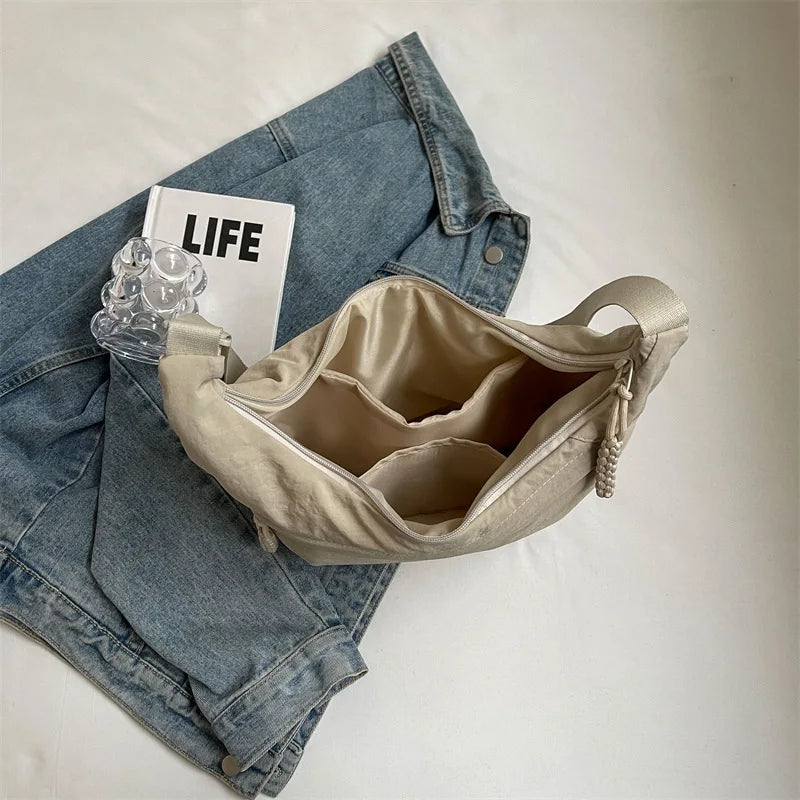 Sac banane oversize femme en nylon, forme demi-lune, 31 x 20 cm