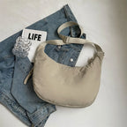 Sac banane oversize femme en nylon, forme demi-lune, 31 x 20 cm