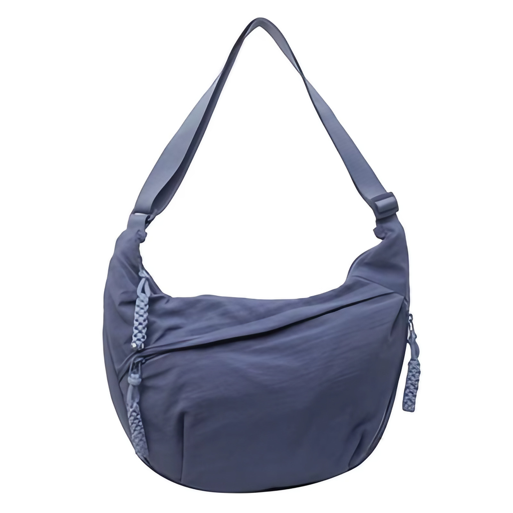 Sac banane oversize femme en nylon, forme demi-lune, 31 x 20 cm, bleu