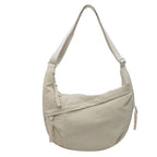 Sac banane oversize femme en nylon, forme demi-lune, 31 x 20 cm, crème