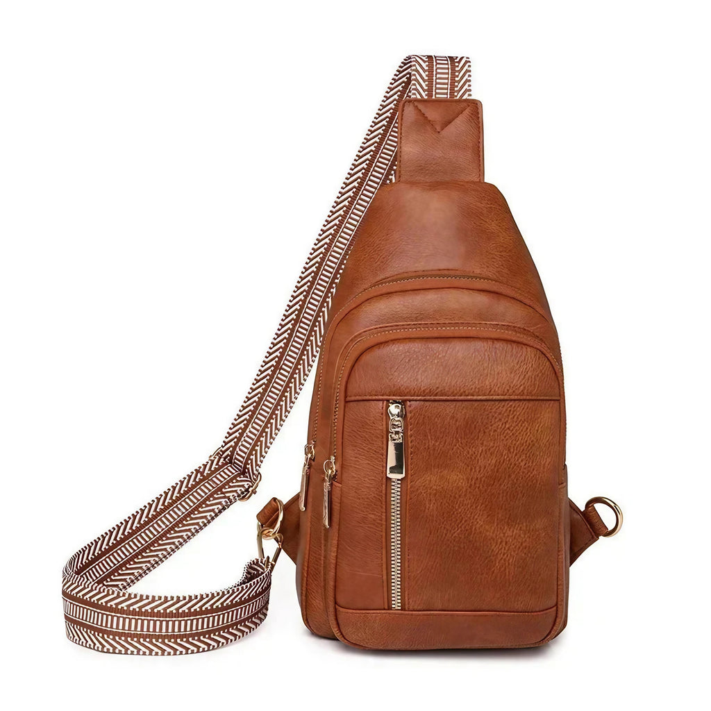 Sac banane femme rétro en similicuir, 27 x 17 x 8 cm, marron clair