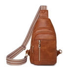 Sac banane femme rétro en similicuir, 27 x 17 x 8 cm, marron clair