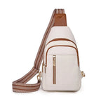 Sac banane femme rétro en similicuir, 27 x 17 x 8 cm, beige