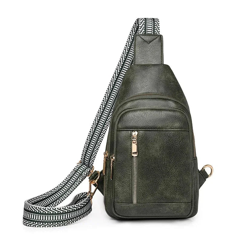 Sac banane femme rétro en similicuir, 27 x 17 x 8 cm, vert
